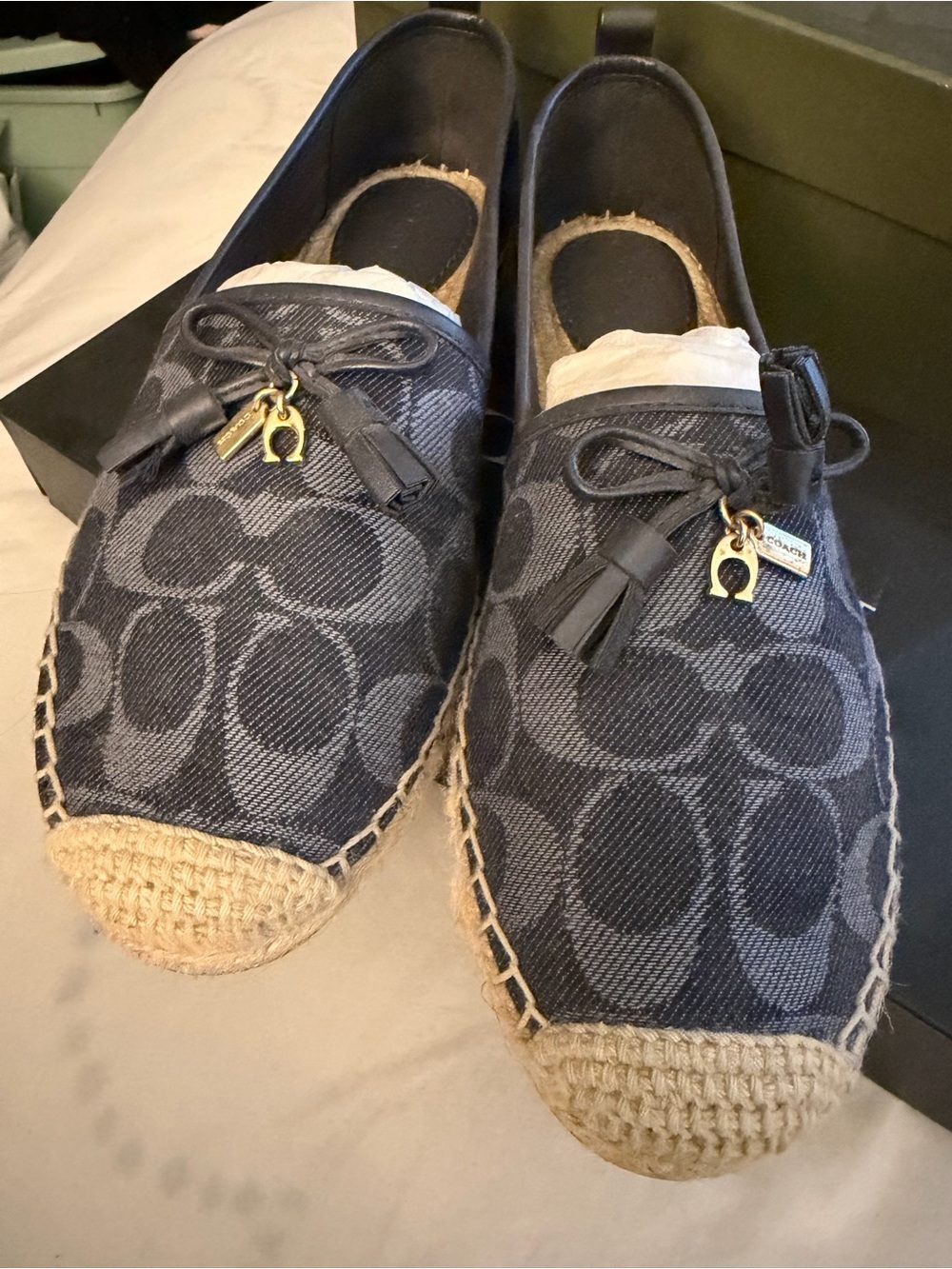 Coach Espadrille Slip-On in Black Signature Jacquard